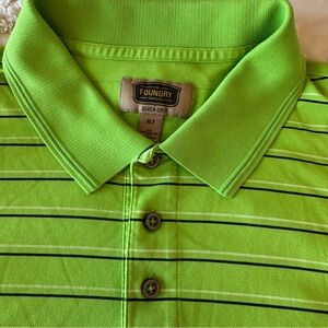 The Foundry Supply Co. Green Striped Polo Shirt